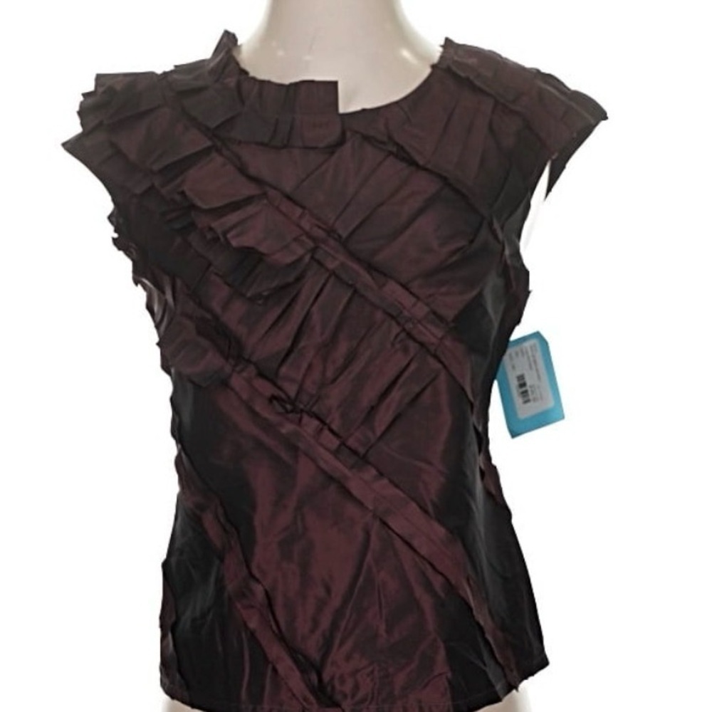 Oscar de la Renta Ruffled Blouse - Rich Burgundy
